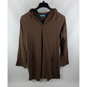 Fresh Produce Womens Pullover Hooded Slub Shirt Top Truffle Brown Size XL